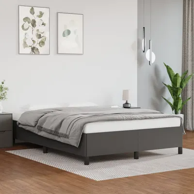 vidaXL Cadru de pat fără saltea, gri, 140x200 cm, piele ecologică