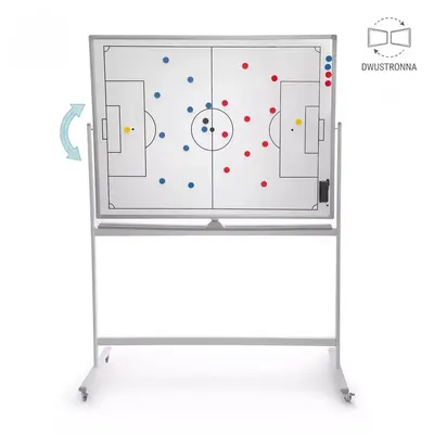 Tablă de antrenament pentru fotbal, mobilă pe roți, cu două fețe