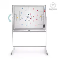 Tablă de antrenament pentru fotbal, mobilă pe roți, cu două fețe