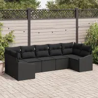 Gossi set canapea de gradina cu 7 piese si perne negru poliratan