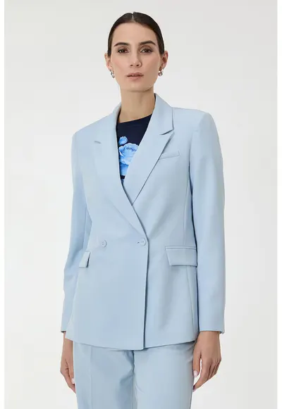 Sacou cu doua randuri de nasturi - Albastru pastel