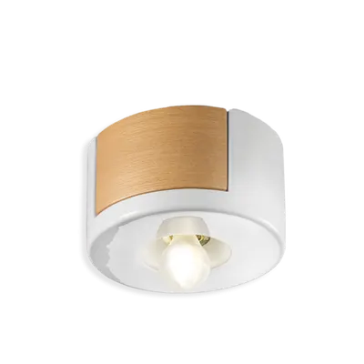 Plafoniera Con Legno / Ceiling Lamp Retro Mateca Finish 05 - Smalto Bianco C1791