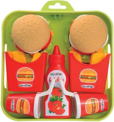 Set de joaca Ecoiffier - Tava cu burgeri si accesorii