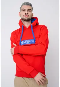 Hanorac cu imprimeu logo Gadrien - Albastru royal/Rosu vermillion