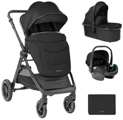 Cărucior combinat 3 în 1 KikkaBoo - Ava, Black