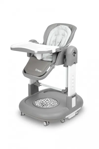 Scaun de masa multifunctional Caretero Sitron Gri 3in1 transformabil in scaun de masabalansoarpremergator, masuta si suport picioare reglabile, inaltime ajustabila, roti silentioase, centuri de siguranta, pernuta reductor