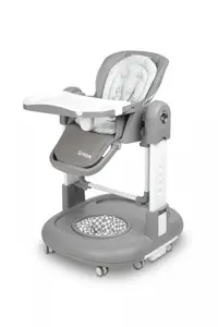 Scaun de masa multifunctional Caretero Sitron Gri 3in1 transformabil in scaun de masabalansoarpremergator, masuta si suport picioare reglabile, inaltime ajustabila, roti silentioase, centuri de siguranta, pernuta reductor