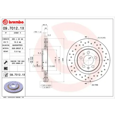 Disc frana BREMBO 09.7012.1X