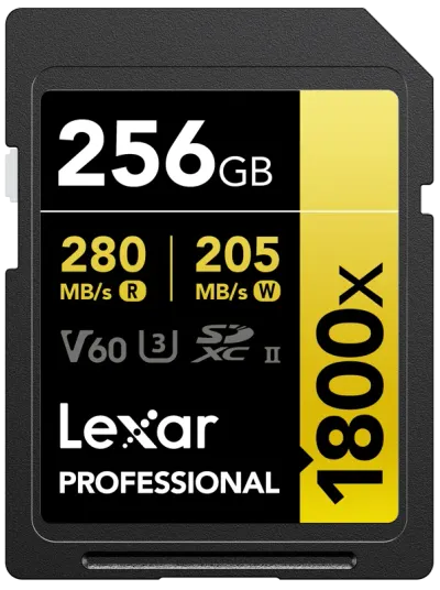 LEXAR SDXC Pro 1800x U3 UHS-II R280/W205 (V60) 256GB - Default Title