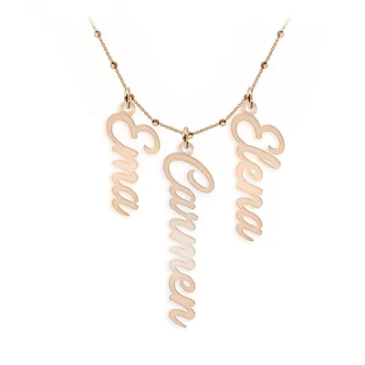 Olelo - Colier bile argint 925 placat cu aur roz personalizat cu nume