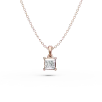 Lant cu pandantiv din aur roz cu diamant princess solitaire de 0.3ct