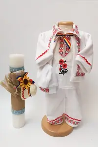 Set Botez Traditional Raul 10 Botez Traditional : costumas, lumanare