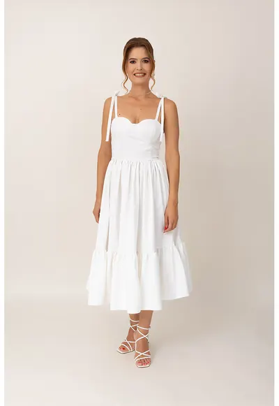 Rochie midi evazata - Alb