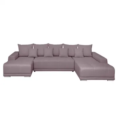 Coltar extensibil MARIBO U, cu arcuri si lada depozitare, colt dreapta, gri maroniu, 350x203x90 cm