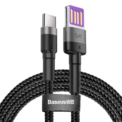 Cablu Baseus - Cafule, USB-A/USB-C, 1 m, negru