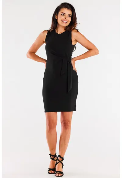Rochie scurta din bumbac cu prindere laterala decorativa