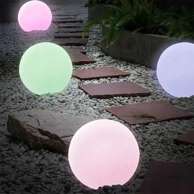 Lampa solara gradina LED RGB, glob diametru 30 cm, reincarcabila USB, telecomanda