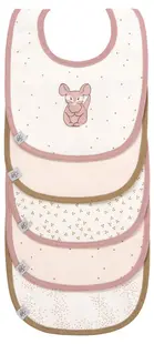 Bavețele pentru bebeluși Lassig - About Friends, Chinchilla, 5 bucăți