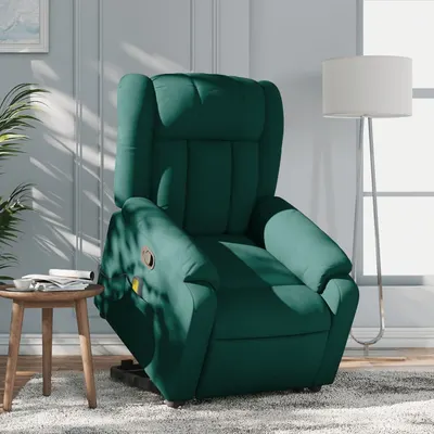 Gossi fotoliu rabatabil de masaj, cu ridicare, verde inchis, textil