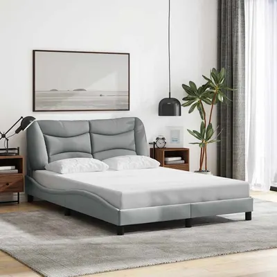 vidaXL Cadru de pat fără saltea, Hvar, gri deschis, 140x190 cm, textil