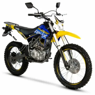 Motocicleta Cross Enduro Asix Defender XB82, 250cc, roti 21 18 , culoare galben albastru, pornire electric picior