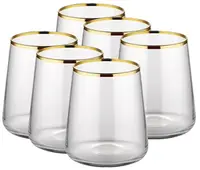 Pahare din sticlă Rakle - Avantgarde Gold Rim, set de 6, 420 ml
