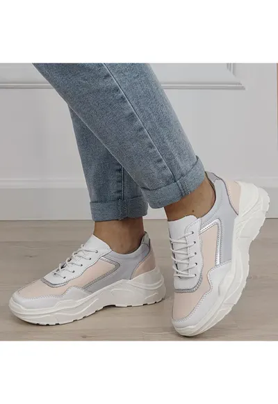 Sneakersi albi din piele naturala 5092 M2 19267 - Alb