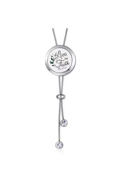 Medalion Aromaterapie - tip difuzor pentru uleiuri esentiale - model LIVE by FAITH - cu Lant Snake din Otel Inoxidabil