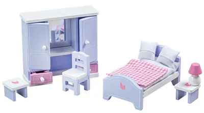 Mobilier din lemn pentru casă de păpuși Bigjigs - Dormitor