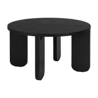 Măsuță de cafea neagră rotundă cu blat cu aspect de lemn de stejar ø 55 cm Kuvu – noo.ma