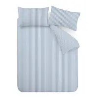 Lenjerie de pat albastră pentru pat dublu/extinsă cu 3 piese 230x220 cm Epping Textured Stripe – Catherine Lansfield