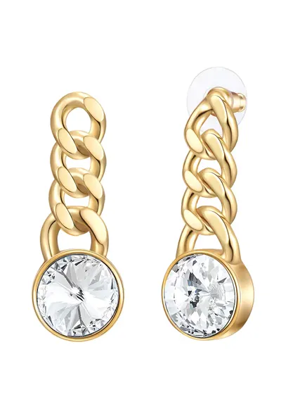 Cercei placati cu aur de 14K - cu zirconia 32115 - Auriu/Galben