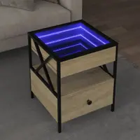 Gossi masuta de cafea cu led infinity, stejar sonoma, 40x40x51 cm
