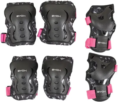 Set de protectii pentru copii Byox - Dazzle, Class A, pana la 25 kg, roz