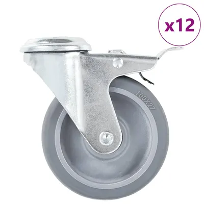 Gossi roti pivotante cu gaura pentru surub, 12 buc., 100 mm