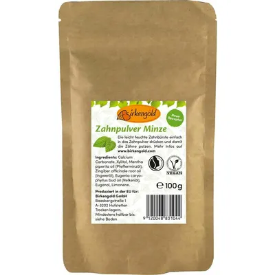 Pasta de dinti pudra cu menta 100g - refill Birkengold