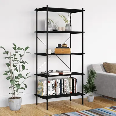 vidaXL Unitate cu rafturi pe 5 niveluri, negru, 80x40x163 cm