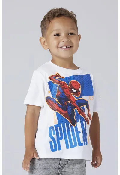 Tricou din amestec de bumbac organic - Alb optic/Albastru