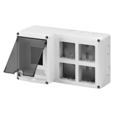 Protected Enclosure For Combined Installation of Modular Devices din and System - 4 din Module - 8 System Module - Module 2x4 - Ip40 - Grey Ral 7035