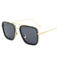 Ochelari de soare unisex, SG164, Negru/Auriu