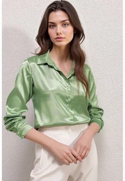 Camasi dama HiCCUP satin - Verde lime