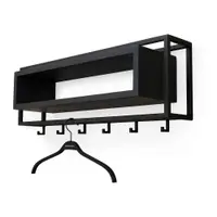 Cuier de perete negru cu raft din lemn de stejar 78 cm School – Spinder Design