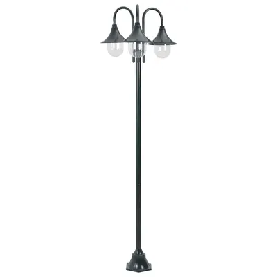 vidaXL Stâlp iluminat grădină E27 220cm aluminiu 3 lămpi verde închis