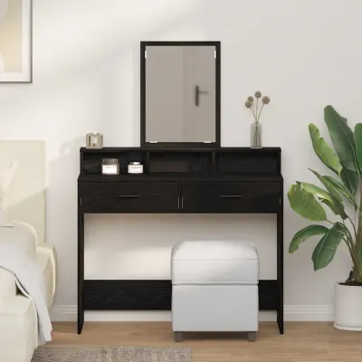 vidaXL Masă de Machiaj Stejar Negru 100 x 41 x 140 cm Lemn prelucrat