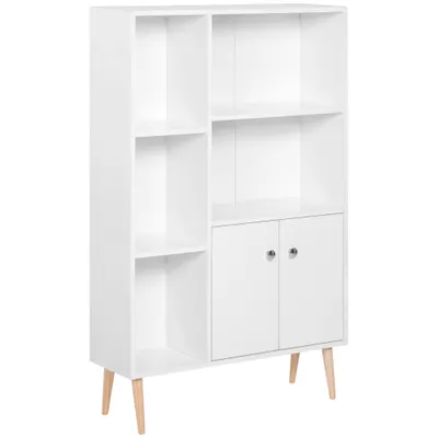 Biblioteca cu Picioare din Lemn din Pin Alb 80 x 23.5 x 118cm HOMCOM | Aosom Romania