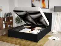 Pat Tapitat Adam cu somiera rabatabila si lada de depozitare Negru - Poso 135 180x200