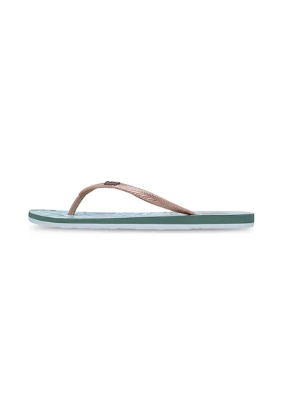 Papuci flip-flop cu model pe talpa Mauricia - Verde/Roz prafuit/Albastru