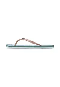 Papuci flip-flop cu model pe talpa Mauricia - Verde/Roz prafuit/Albastru