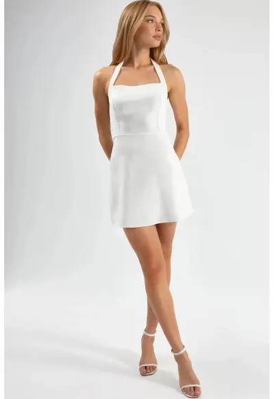 Rochie Mini - Alb - Bumbac/Poliester/Elastan