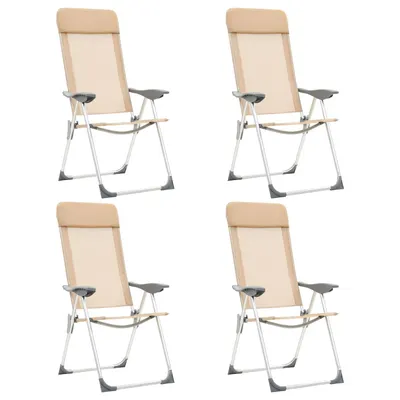 vidaXL Scaune de camping pliante, 4 buc., crem, aluminiu